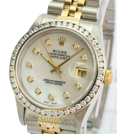 rolex datejust two tone 36|rolex datejust 36mm diamond bezel.